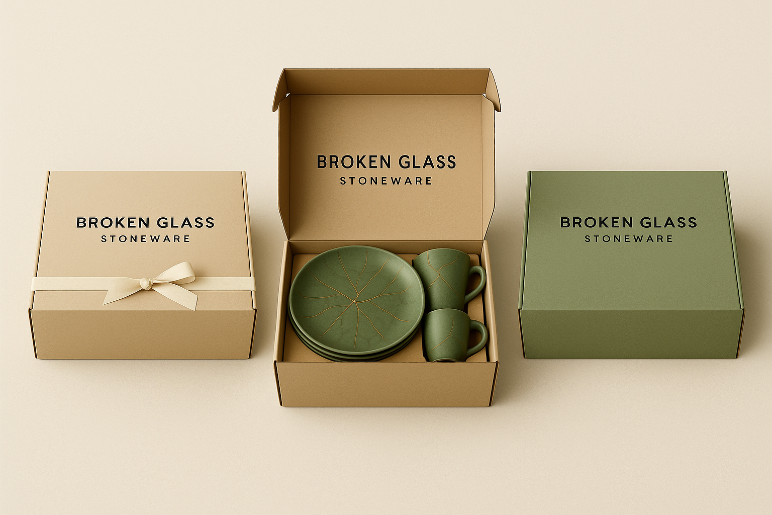 Coordinating Broken Glass Stoneware boxes
