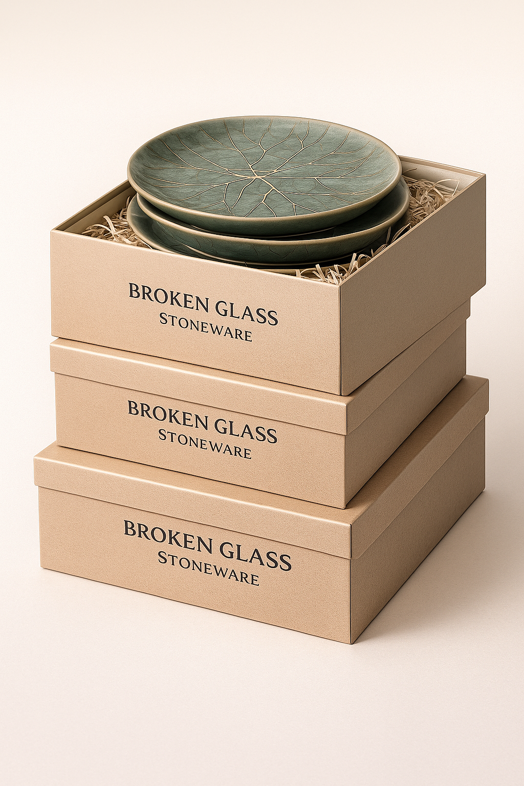 Stacked Broken Glass Stoneware sets